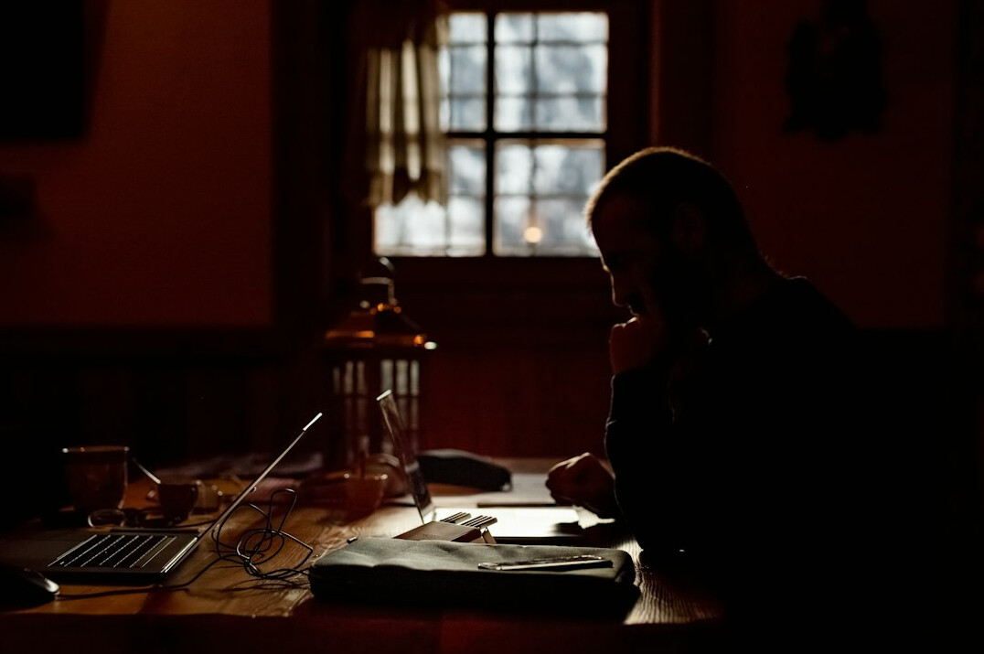 mystery writer at desk