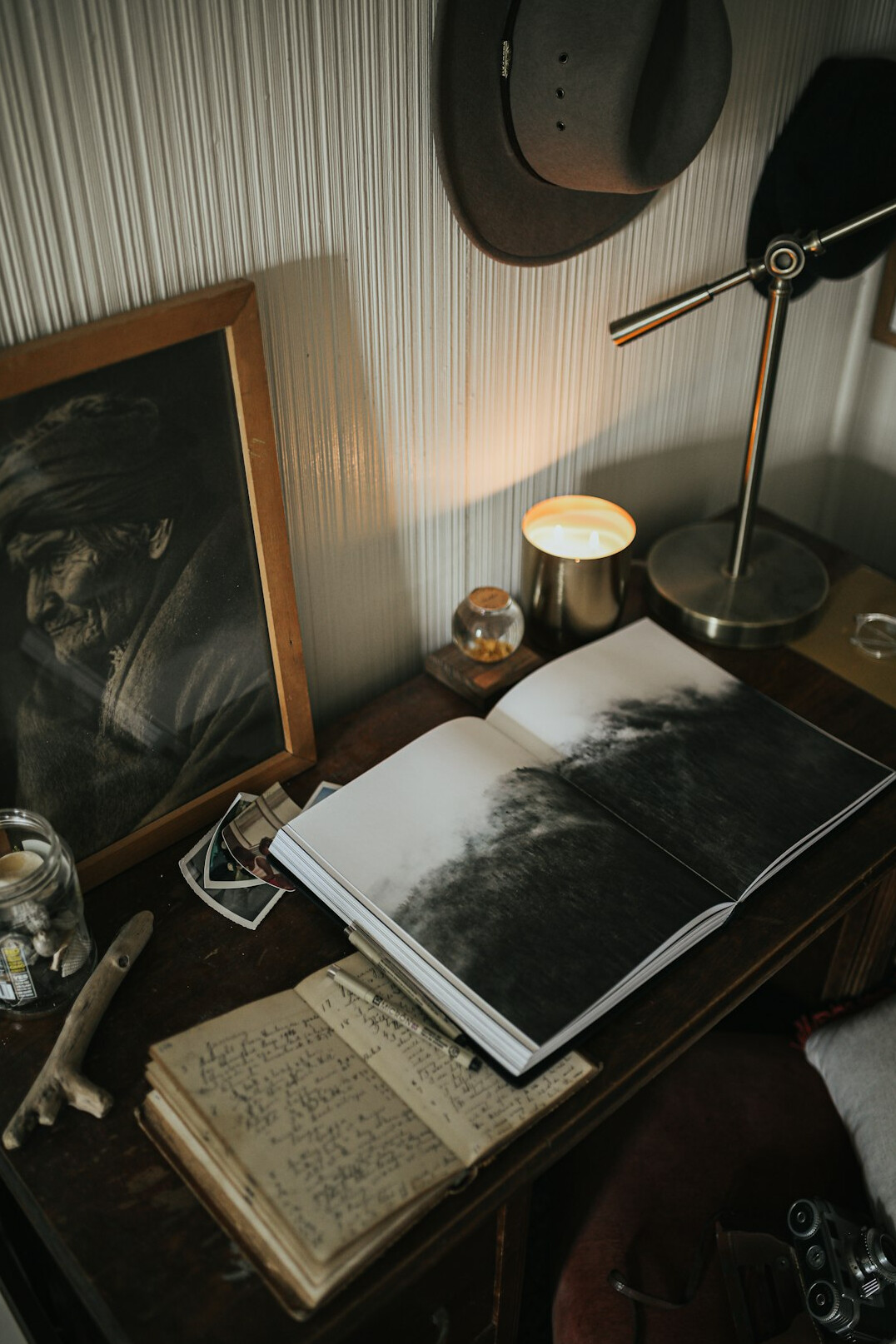 writer at desk with crime novel